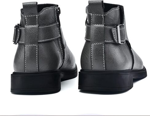 Men's Genuine Leather Pointed Toe Dress Chelsea Boots Adjustable Buckle Inner Zipper Ankle Boots Casual Formal Business Booties in Saudi Arabia