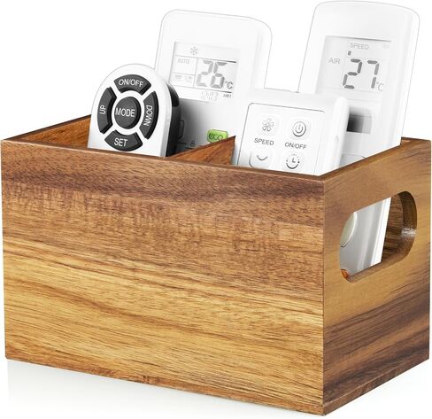 DRASTAR Acacia Remote Control Holder, TV Remote Holder, with 2 Compartments，Remote Storage Caddy, Remote Control Organizer in Saudi Arabia