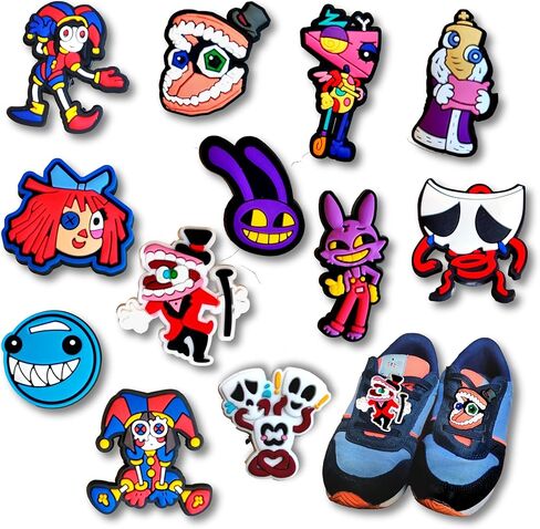 The Amazing Digital Circus Shoelace Charms - Shoe Laces Clips Charms Decoration, Cute Jax Pomni Kinger Zooble Bubbles Caine Gifts Party Favors (Digital Circus) in Saudi Arabia