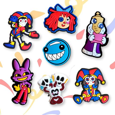 The Amazing Digital Circus Shoelace Charms - Shoe Laces Clips Charms Decoration, Cute Jax Pomni Kinger Zooble Bubbles Caine Gifts Party Favors (Digital Circus) in Saudi Arabia