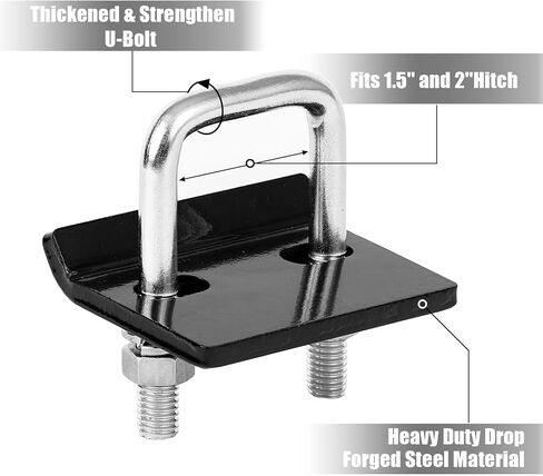 TCE ATRHTLT001U Torin Hitcher ومثبت عالي التحمل مضاد للخشخشة: مصنوع من الفولاذ الكربوني لوصلات بطول 1.25 بوصة و2 بوصة، يقلل من الحركة من وصلة الجر وحامل البضائع ورف الدراجة وحامل كرة المقطورة in Kuwait