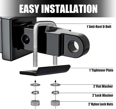 TCE ATRHTLT001U Torin Hitcher ومثبت عالي التحمل مضاد للخشخشة: مصنوع من الفولاذ الكربوني لوصلات بطول 1.25 بوصة و2 بوصة، يقلل من الحركة من وصلة الجر وحامل البضائع ورف الدراجة وحامل كرة المقطورة in Kuwait