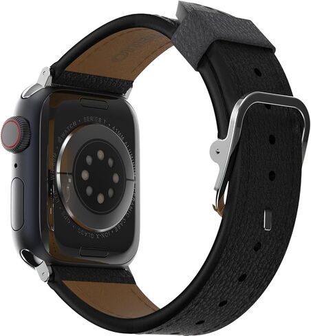 OtterBox Symmetry Cactus Leather Watch Band for Apple Watch Series 7/8/9 38/40/41mm Noir ASH (Black) in Saudi Arabia