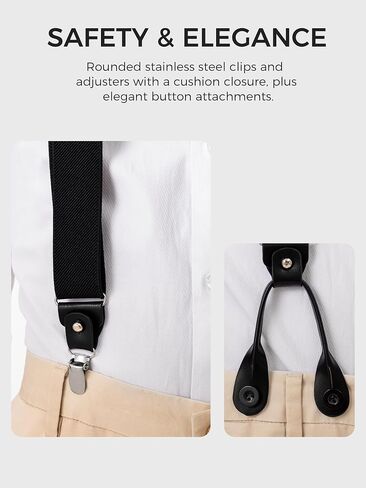 Suspenders for Men with Clip & 6 Buttons 1.4in Y-Shape Stainless Steel in Saudi Arabia