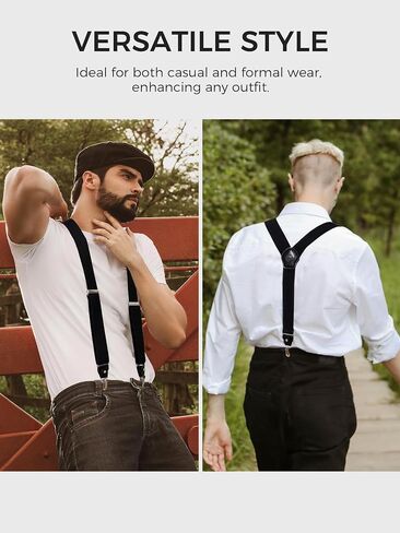 Suspenders for Men with Clip & 6 Buttons 1.4in Y-Shape Stainless Steel in Saudi Arabia