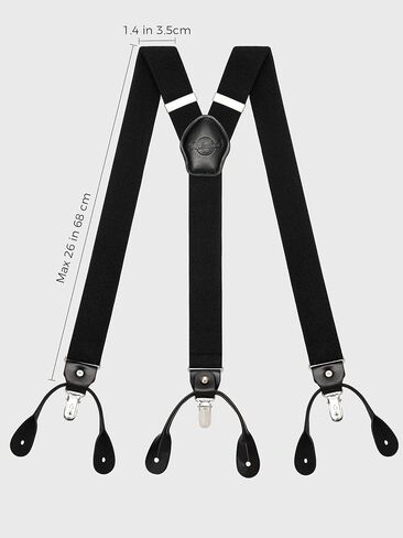 Suspenders for Men with Clip & 6 Buttons 1.4in Y-Shape Stainless Steel in Saudi Arabia
