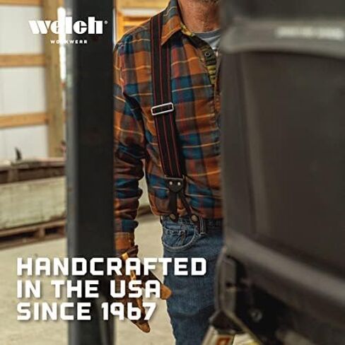 Welch Work Suspenders, 2 Inch Webbing, Y-back Style, Made in USA in Saudi Arabia