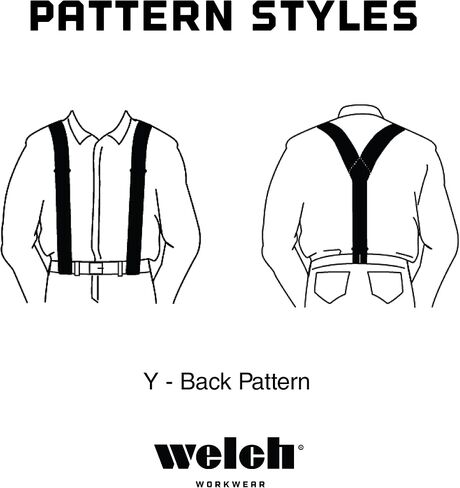 Welch Work Suspenders, 2 Inch Webbing, Y-back Style, Made in USA in Saudi Arabia