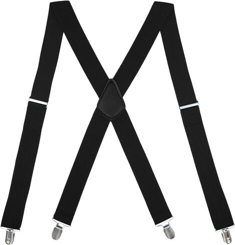 Men's 1 1/2 Inch Heavy Duty Adjustable X-Back Suspenders with Strong Clips for Work and Jeans in Saudi Arabia