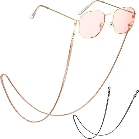 2Pcs Eyeglass Chains for Women, Snake Strap Holder Glasses Chain, Metal Eyeglasses Sunglasses Chain Hanger Necklace in Saudi Arabia