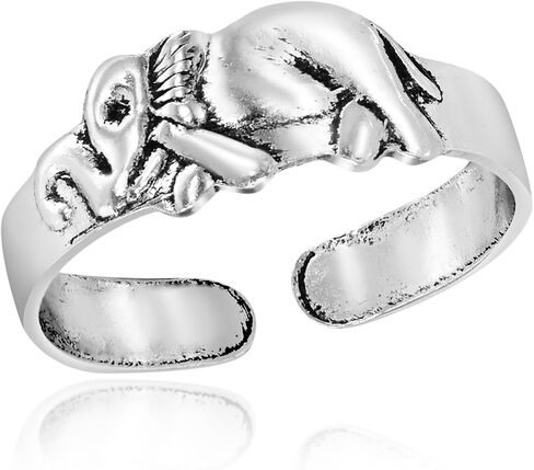 AeraVida Cute & Trendy Little Elephant .925 Sterling Silver Adjustable Fit Toe or Pinky Ring for Nature & Animal Inspired Style with Versatile Summer Fashion Vibes in Saudi Arabia