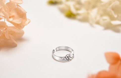 AeraVida Cute & Trendy Little Elephant .925 Sterling Silver Adjustable Fit Toe or Pinky Ring for Nature & Animal Inspired Style with Versatile Summer Fashion Vibes in Saudi Arabia