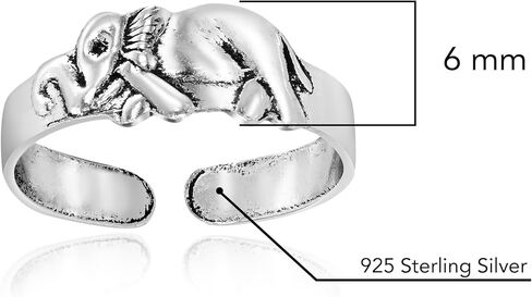 AeraVida Cute & Trendy Little Elephant .925 Sterling Silver Adjustable Fit Toe or Pinky Ring for Nature & Animal Inspired Style with Versatile Summer Fashion Vibes in Saudi Arabia