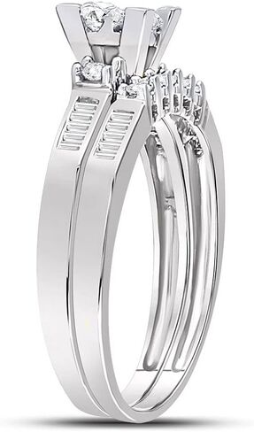 10K White Gold Princess Diamond Bridal Set 1/2 Cttw For Womens Engagement Wedding Anniversary Ring Band in Saudi Arabia