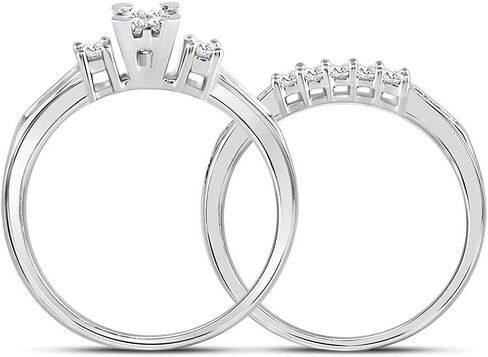 10K White Gold Princess Diamond Bridal Set 1/2 Cttw For Womens Engagement Wedding Anniversary Ring Band in Saudi Arabia