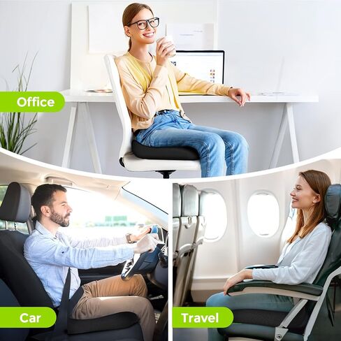 AUVON Multi-Layer Seat Cushion for Ideal Support & Softness, Memory Foam Coccyx Cushion with Cooling Gel for Sciatica & Tailbone Pain Relief, Back Relief Desk Chair Cushion for Office Chair, Car Seat in Kuwait
