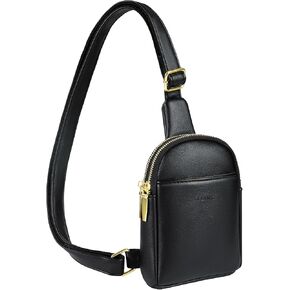Crossbody Bag for Women, Waterproof Leather Small Sling Bag, Crossbody Fanny Packs for Travel, Adjustable Strap, 3 Pockets, Cross body Bag Purse for Women Men Trendy
