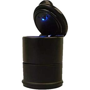 Cigarette Smoke Car Ashtray Cup Holder, LED Portable Auto Car Truck with Lid for Office Home Car Ashtray (Black)
