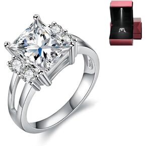 Engagement Promise Diamond Rings for Women - 1.5 Carat D Color VVS1 Crushed Ice Diamond, S925 Sterling Silver Rings for Women 18K Gold Plated Ring Women's Wedding Rings Promise Ring for Her, Gift Set
