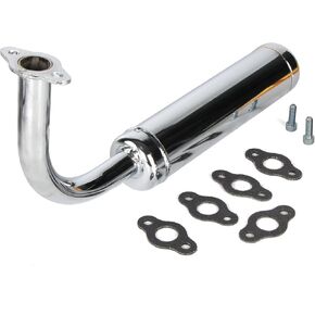 Motorized Bicycle Exhaust, Bicycle Muffler Silence for 49cc 50cc 60cc 66cc 80cc 100cc Motorized Bicycle (Silver)
