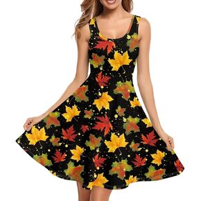Summer Sleeveless Tank Dresses Casual Floral Round Neck A-Line Tunic Dress Beach Party Mini Sundress with Pockets