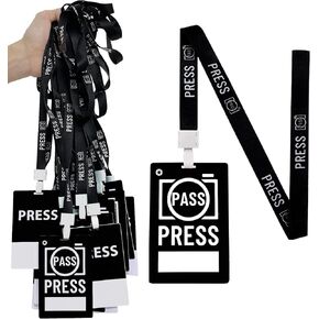 25 Sets of PVC Press Pass Cards Press Party Pass Award Night, Press Pass Novelty ID Badges Perfect Photography Shooting for Concerts, Events, Birthday Parties,Museums，Exhibitions,Press Interviews