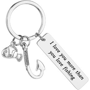 Fishing Keychain for Men I Love You More Than You Love Fishing Keychain Fishing Jewerly for Fishing Lover Fisherman Gift for Dad Boyfriend Husband Fiance Birthday Christmas