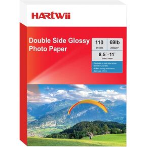 Double Side High Gloss Photo Paper 8.5x11 Inches 260gsm Comprises 110 Sheets Suitable for Inkjet Printers and Dye Ink 69LB