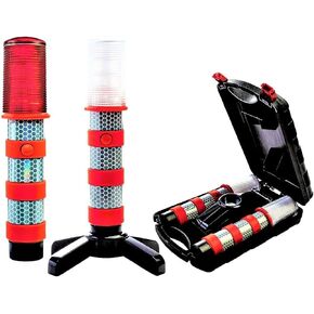LED Emergency Roadside Flares Safety Strobe Light, Super Bright Battery Roadside Beacon Alert Flare Light Can Be Seen A Mile Away, Comes With A Convenient Carrying Kit, 2 Pack