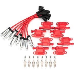 5.3 6.0 6.2 Ignition Coil Pack UF413 Platinum Spark Plugs 41-962 Wires 748UU Fit Chevy Silverado GMC Sierra 1500 2500HD Tahoe Suburban Yukon XL Cadillac Escalade ESV EXT CTS Express Savana