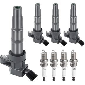 Ignition Coil Pack Spark Plug fit for 2.4L 2.4 2011-2014 Hyundai Sonata, 2013-2014 Santa Fe Sport, 2014-2015 Tucson, 2011-2015 Kia Optima, 2012-2015 Sorento, 2014-2015 Sportage, UF-611, Set of 4