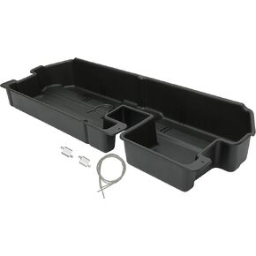 HECASA Under Seat Storage Box Compatible with 2007-2021 Toyota Tundra Double Cab without Subwoofer Black Indoor Container Huge Capicity