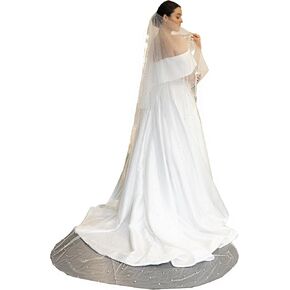 Pearl 2 Tier Cathedral Soft Tulle Wedding Bridal Veil With Metal Comb