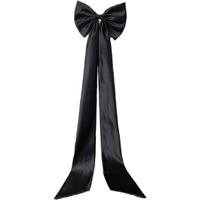 59" Long Bow for Wedding Dress Decoration Detachable Satin Bowknot White Black