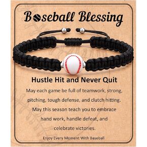 HGDEER Baseball Basketball Bracelet, Adjustable Braided, Baseball Basketball Gifts for 7-18 Year Old Teens, Teams, Son, Grandson Brother Ideas