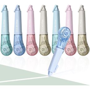 8Pcs White Out Pens, Aesthetic Correction Tape for Instant Correction, Easy to Use, Pen Shaped Applicator for Office School Supplies, 1/5 Inch x 236 Inches (Morandi)