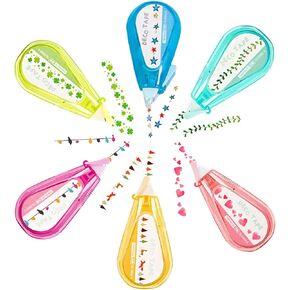 6Pcs Decorative Correction Tape, DIY Cartoon Pattern Decorative Tape, Decorative Curve Highlighter for Scrapbooking Greeting Card Letter Diary Stationery School Supplies