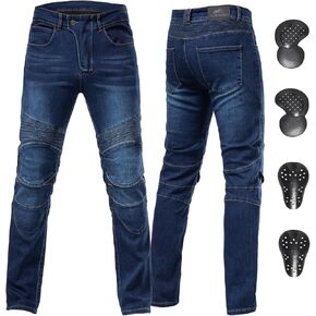 Men's Protective Motorcycle Jeans with CE Armor,Elastic Denim Riding Pants for All-Season Cycling Gear