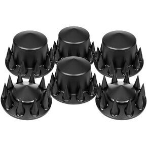 United Pacific 10355 Matte Black Pointed Axle Cover Combo Kit w/ 33mm Spike Nut Covers & Nut Covers Tool