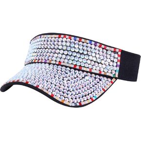 Bling Rhinestones Sun Visor Women Wide Brim Clip On Summer Hats Outdoor Visor Caps