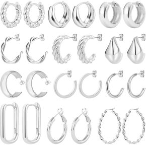 NEWITIN 15 Pairs Gold Knot Earrings for Women Gold Plated Woven Ball Stud Earrings Gold Earrings Simple Post Earrings for Women Girls