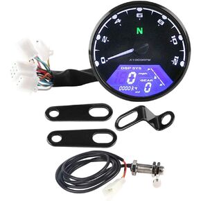 Acouto Speedometer Tachometer for Motorcycle 12000RPM Universal Motorcycle LED Backlight Digital Tachometer Speedometer Gauge Waterproof MPH DC 12V