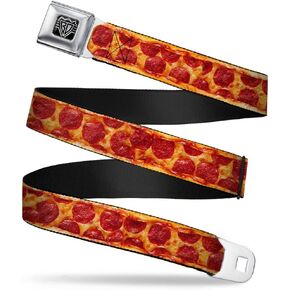 Buckle-Down Seatbelt Belt - Pepperoni Pizza w/Crust Vivid - 1.0" Wide - 20-36 Inches in Length