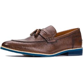 Carlos Santana Slip-on Leather Garcia Tassel Loafers for Men | 100% Leather Fabric | Cushioned Footbed | with Embossed Print on The Calfskin Leather