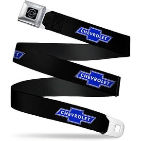 Buckle-Down Seatbelt Belt - Chevy Bowtie Logo REPEAT - 1.0" Wide - 20-36 Inches in Length