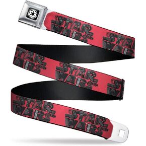 Star Wars Belt, Seatbelt Buckle Belt, Galactic Empire Star Wars Logo Reds Black Grays, Adjustable