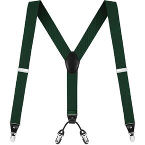 1.4" Y Back Mens Brace Suspenders with adjustable elastic webbing, Suspenders for adult, 4 Strong Metal clips