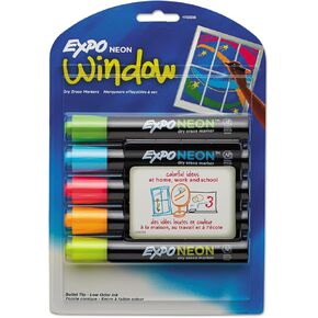 EXPO Neon Dry Erase Markers, Bullet Tip, Assorted Colors, 5 Count