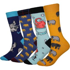 Men's 2/4 Packs Fun Crazy Novelty Dress Crew Socks