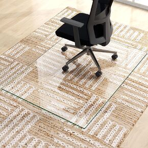 NeuType Glass Chair Mat, Tempered Glass Office Chair Mat for Carpet or Hardwood Floor - Effortless Rolling, Easy to Clean, Best for Your Home or Office Floor, 46" by 53" - 1/4" Thickness, Transparent